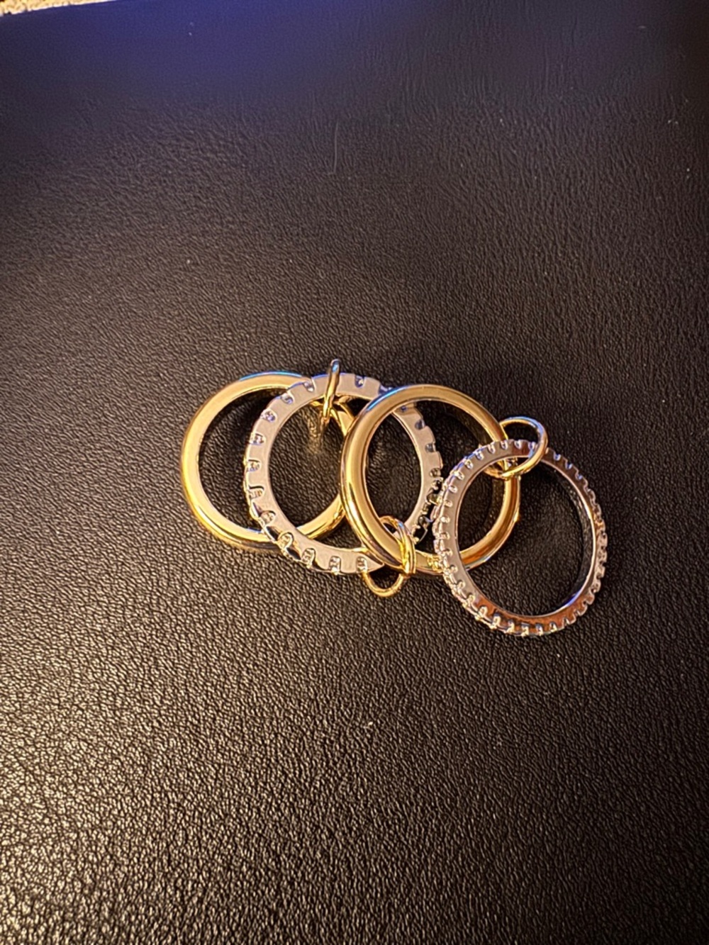 Mixed Metal Interlocking 4 stack ring. - Picture 2 of 4